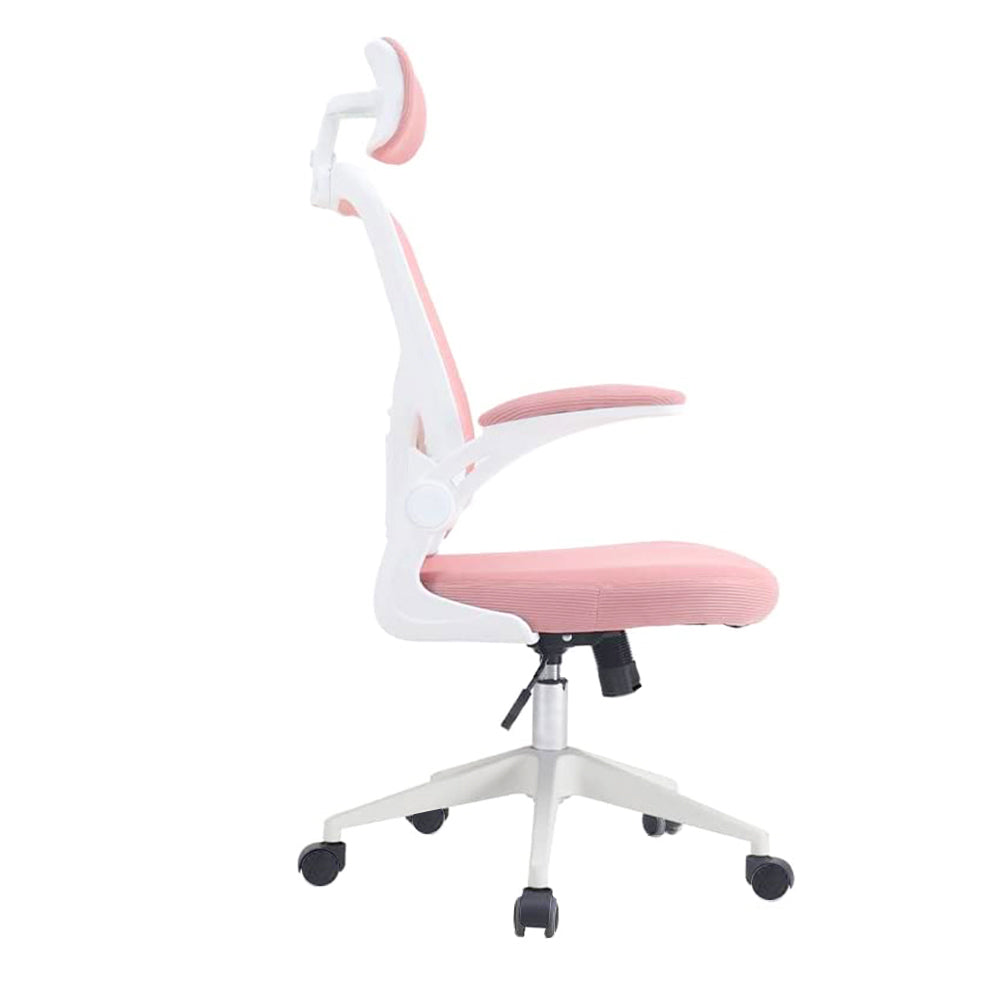 Ergonomická kancelárska stolička s bedrovou opierkou, opierkou hlavy, ružová