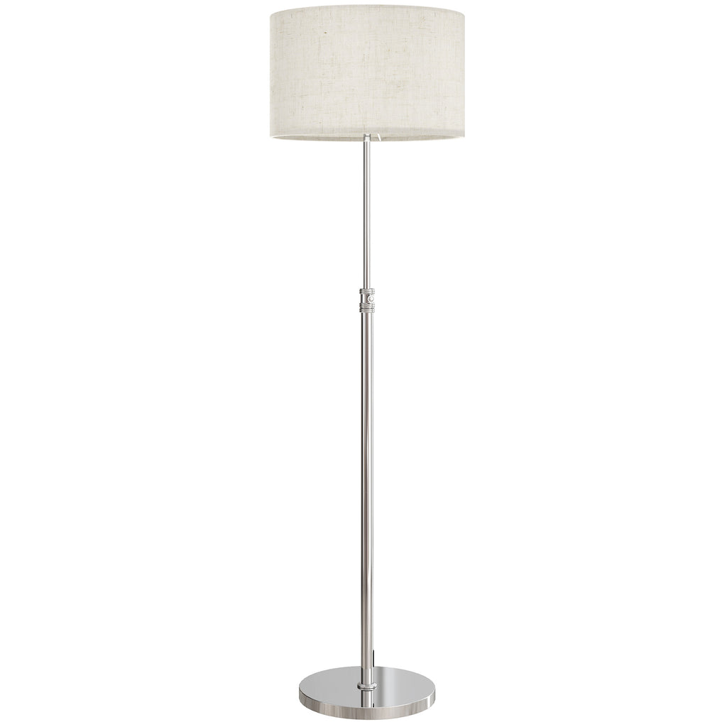 Lampadaire sur pied salon, lampe sur pied dimmable avec télécommande, abat-jour en lin, hauteur réglable 133-168cm, argent