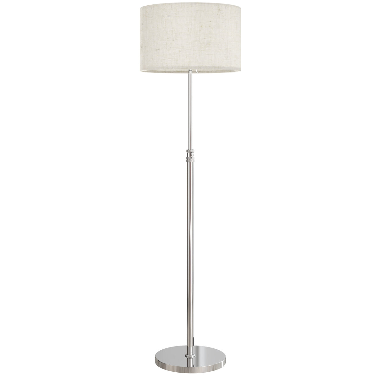 Lampadaire sur pied salon, lampe sur pied dimmable avec télécommande, abat-jour en lin, hauteur réglable 133-168cm, argent