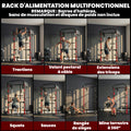 Station de Musculation Power Rack 900kg Double Poulie Réglable 19 Niveaux Home Gym Complet pour Entraînement Force Noir