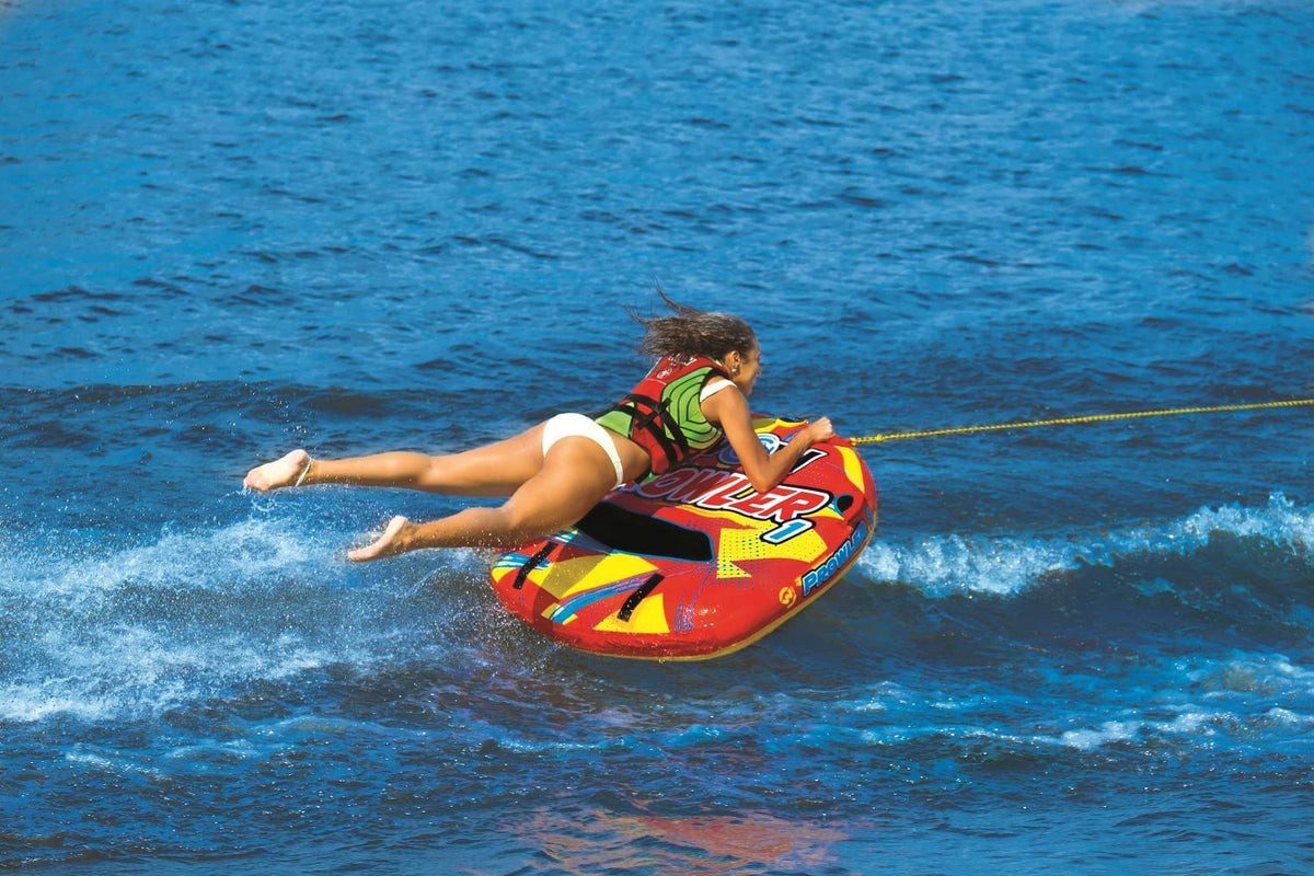 WOW Watersports Prowler Towable 1 Person 1P Starter Kit with 12V Pump and 1K Tow Rope