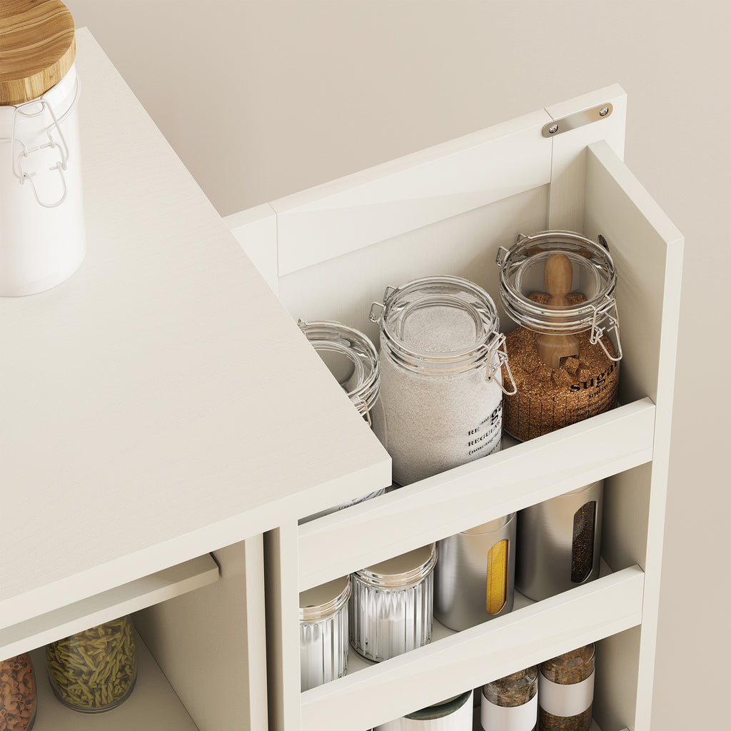 Buffet cuisine armoire de cuisine 5 niveaux avec portes et étagères réglables 60l x 40P x 120H cm grain de bois crème