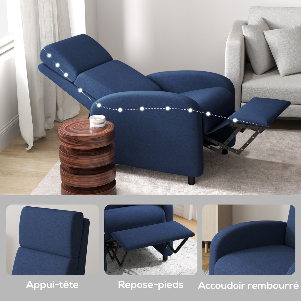 Fauteuil relax fauteuil inclinable salon fauteuil de relaxation - dossier réglable jusqu'à 160° repose-pieds intégré