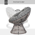 Fauteuil rond de jardin fauteuil papasan pivotant Ø 97 x 86H cm grand coussin fourni polyester résine tressée