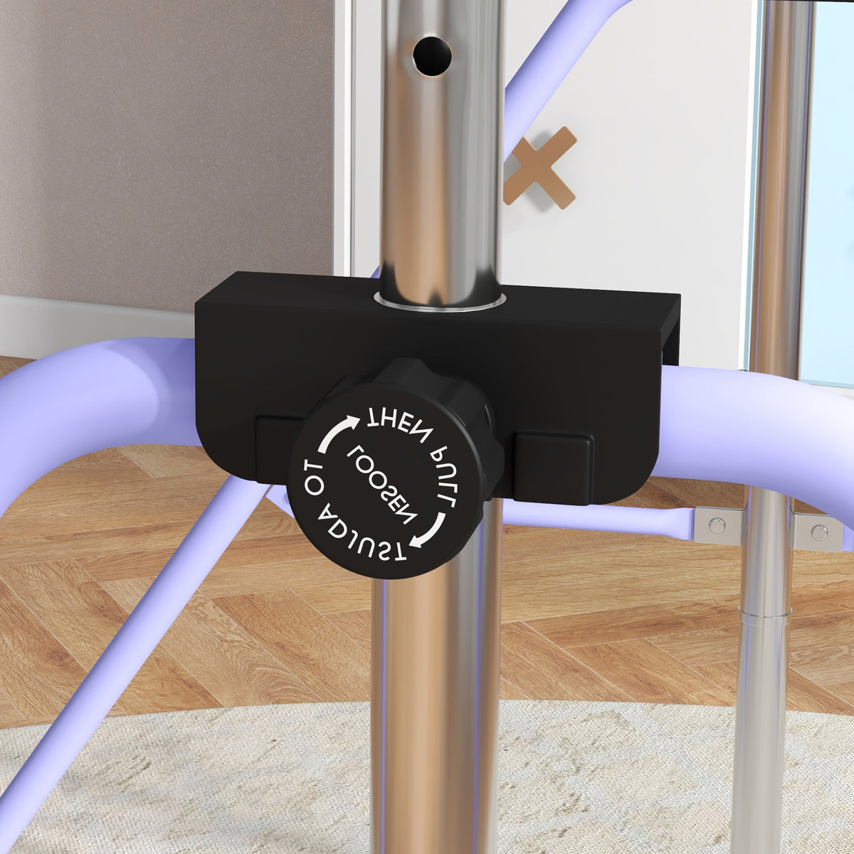 Barre de gymnastique pour enfants, barre horizontale pliable à hauteur réglable avec anneaux de gymnastique, violet
