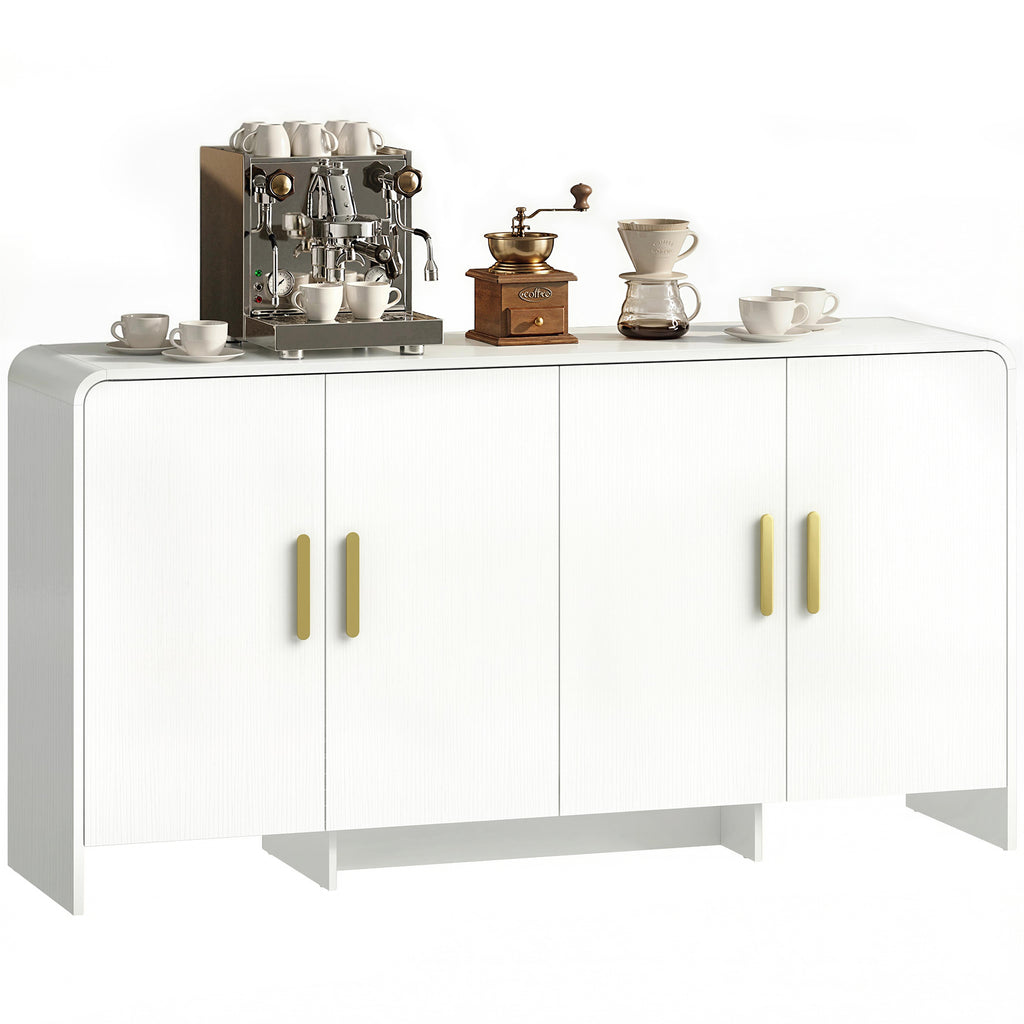 Buffet de Cuisine avec 4 Étageres 4 Portes à Fermeture Douce Meuble TV pour 183 cm 152x40x80 cm Blanc