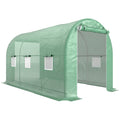 Serre de Jardin Tunnel Surface Sol 8 m² 4L x 2l x 2,05H m châssis Tubulaire Porte zippée 6 fenêtres enroulables vert