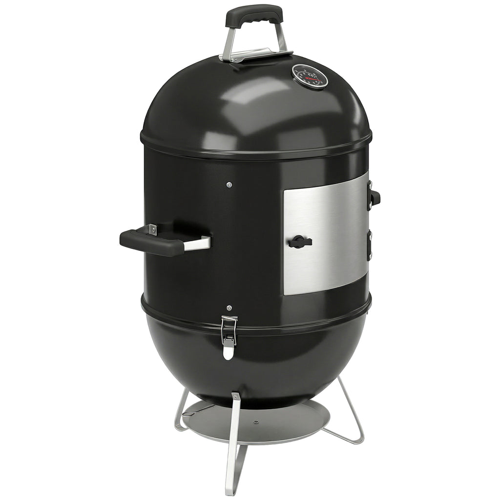 Fumoir 3 en 1 avec 3 Grilles de Cuisson, Thermomètre Intégré, Ventilation Réglable, 62,5x47,5x91cm, Noir