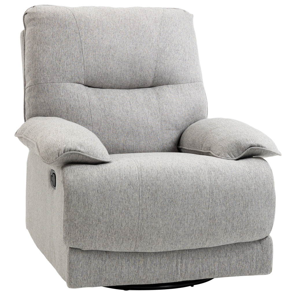 Fauteuil de relaxation inclinable manuellement avec repose-pied ajustable tissu aspect lin gris clair