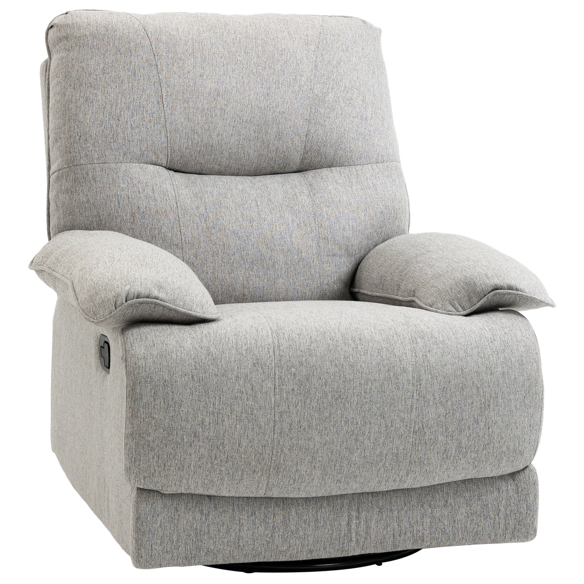 Fauteuil de relaxation inclinable manuellement avec repose-pied ajustable tissu aspect lin gris clair