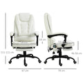 Fauteuil de Bureau Massant 7 Points, Chaise de Bureau Ergonomique avec Repose-pieds Rétractable, Dossier Inclinable 155°, Hauteur Réglable, Pivotant à 360°, télécommande Filaire, Blanc