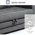 Canapé droit convertible 2 places - dossier capitonné - 147,5 x 75 x 85 cm - gris