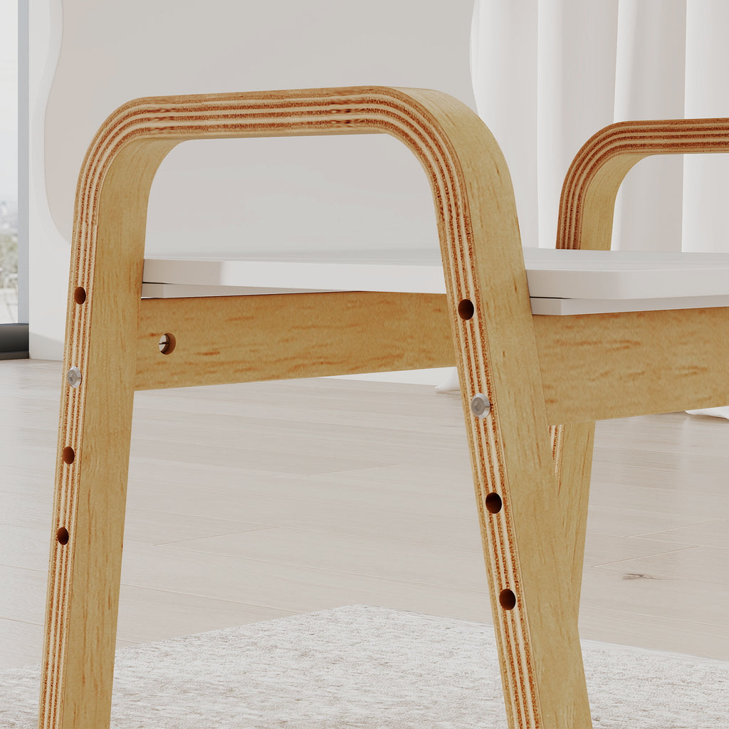 Lot de 2 chaises pour enfants réglables en hauteur fauteuil enfants en bois massif avec accoudoirs 39x34x61,5cm blanc