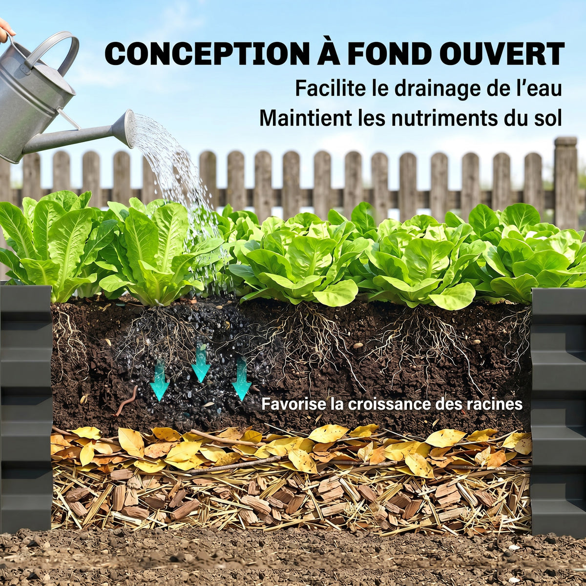 Carré potager de jardin rectangulaire tôle d'acier ondulée 120 x 60 x 30,5 cm gris