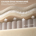 Canapé 2 Places en Velours Côtelé, Canapé de Salon 144 cm avec Assise Large Rembourrée, 2 Oreillers, Beige