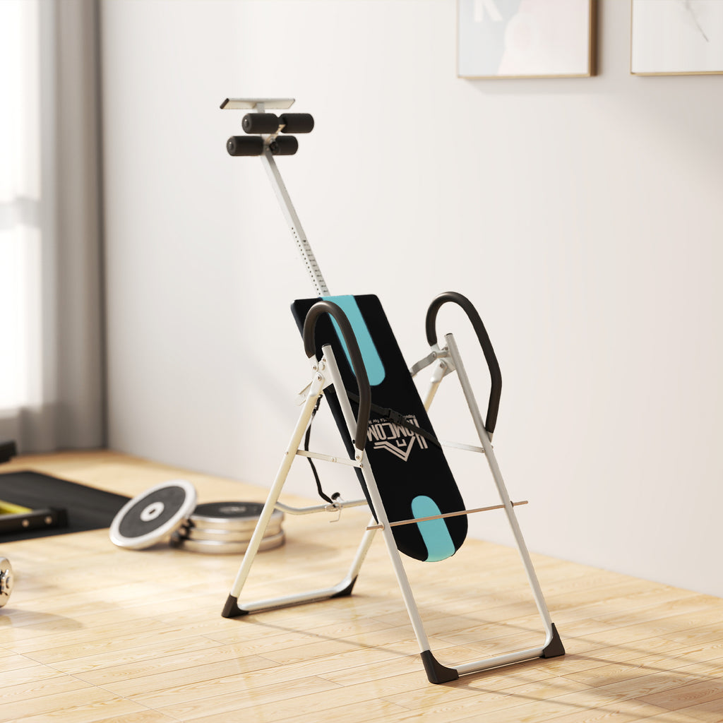 Table d'inversion de musculation pliable ceinture de sécurité réglable acier coloris argent noir