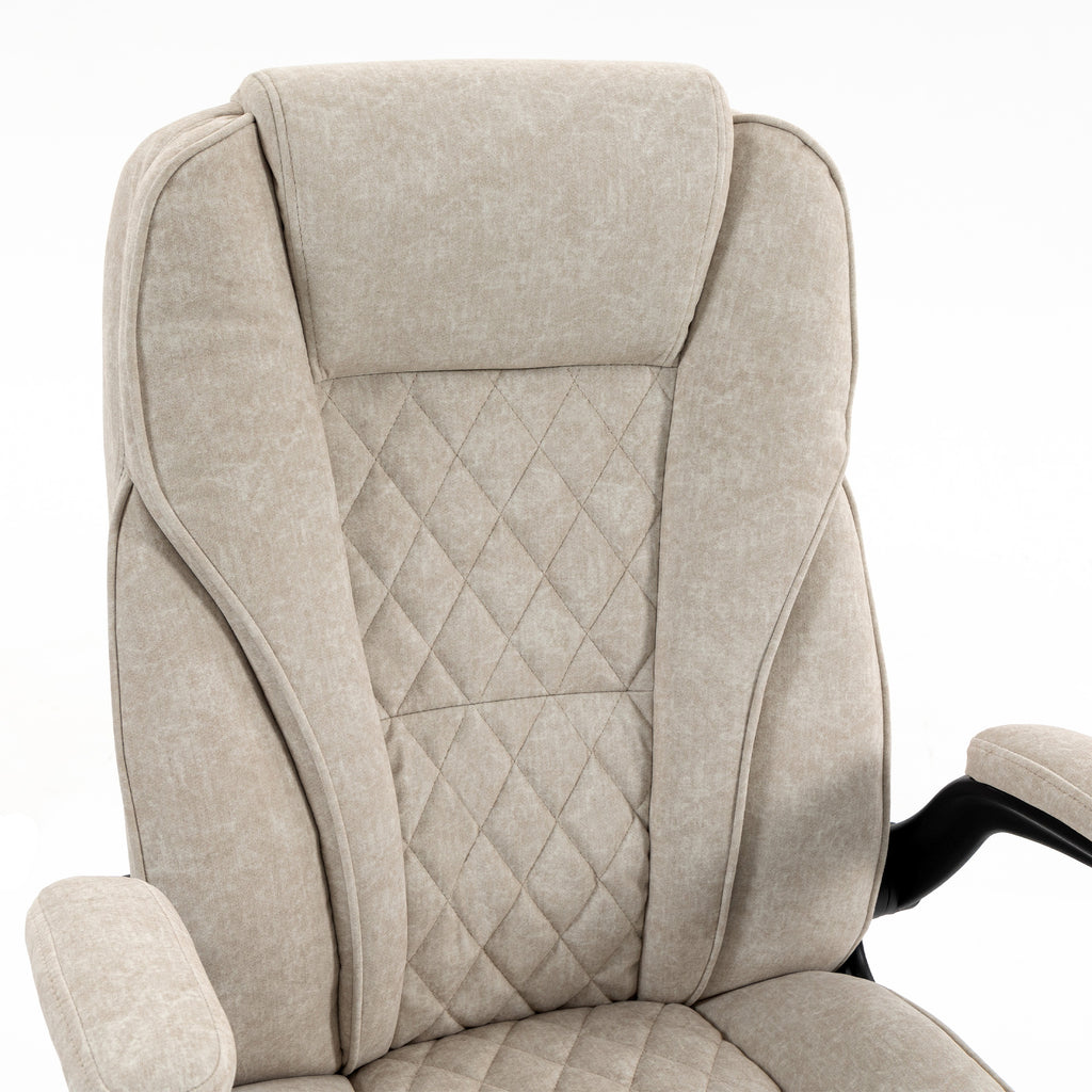 Fauteuil de bureau, chaise bureau ergonomique, hauteur réglable, accoudoirs relevables, 70 x 70 x 114-122 cm, beige