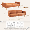 Canapé Convertible 2 Places Design scandinave Dossier inclinable 3 Positions Pieds Bois Tissu Aspect Lin marron