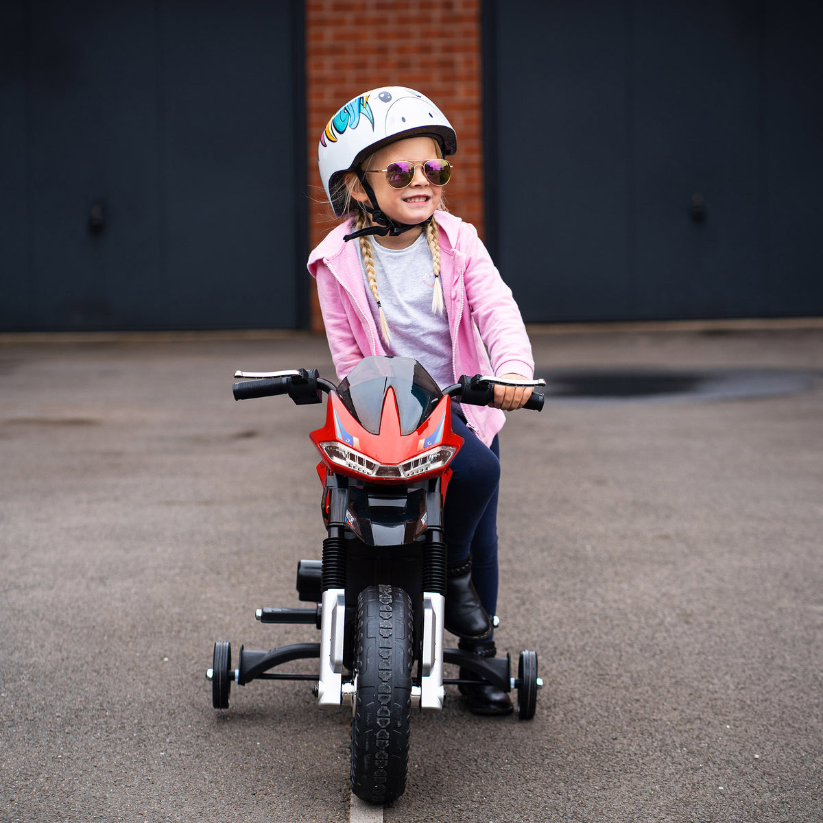 Moto électrique pour Enfants de 3-6 ans 25 W 6 V 3 Km/h Effets Lumineux et sonores roulettes Amovibles Charge max. 30 kg Rouge