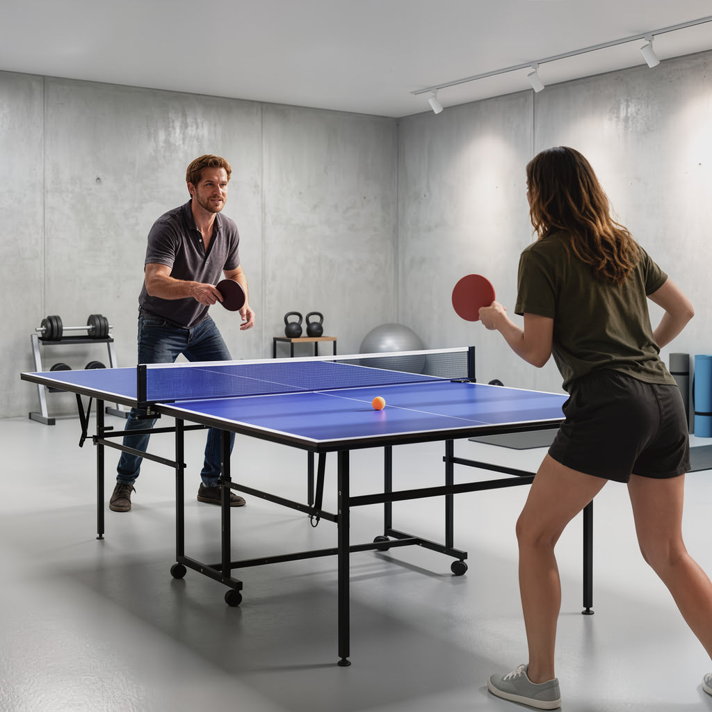 Table de tennis de table ping-pong pliable compacte 4 roulettes pour intérieur 274L x 152,5l x 75,5H cm