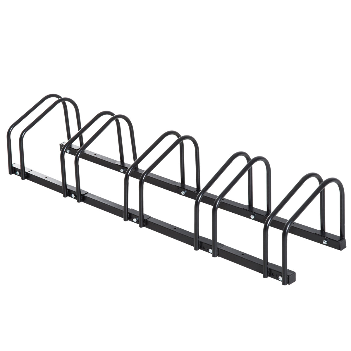 Râtelier 5 vélos range-vélos support rangement vélo à pneu 65 mm dim. 145L x 33l x 27H cm acier noir