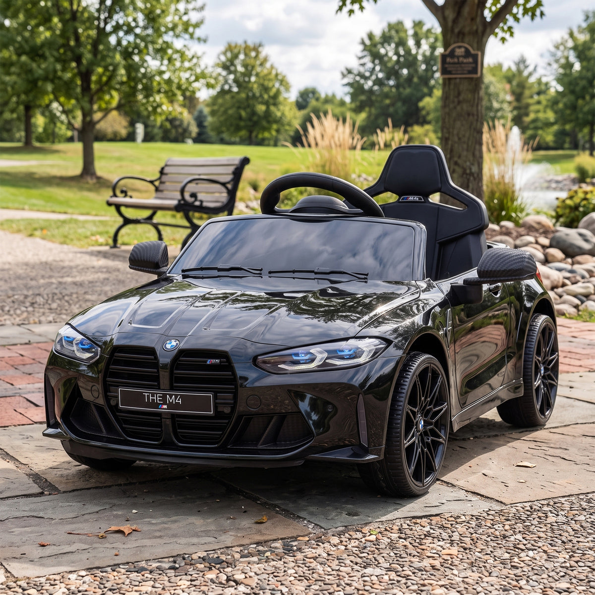 Voiture Électrique pour Enfants BMW M4 12V avec Télécommande 2,4G, Double Moteur, Klaxon, Lumières LED, Noir