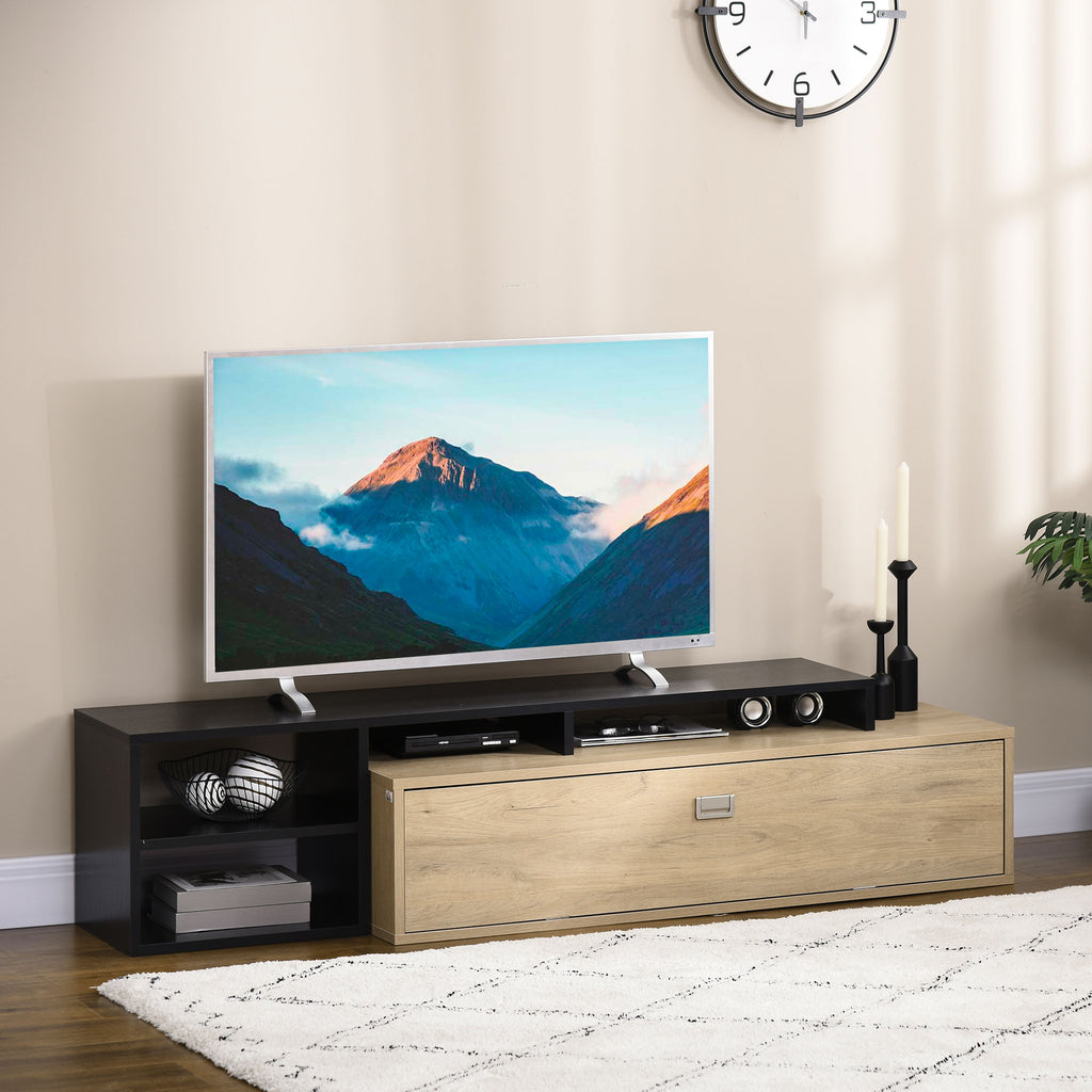 Meuble TV banc TV jusqu'à 65 pouces avec étagère amovible style contemporain porte basculante pour salon chambre