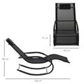 Chaise longue à bascule rocking chair ergonomique avec tétière accoudoirs métal galvanisé textilène 62l x 150P