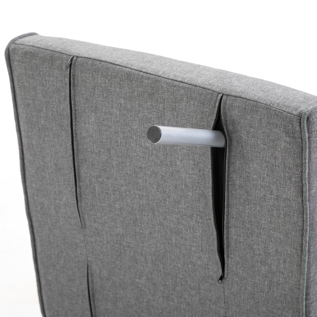 Fauteuil chauffeuse canapé-lit Convertible 1 Place déhoussable Grand Confort Coussin Pieds accoudoirs métal Lin Gris Clair