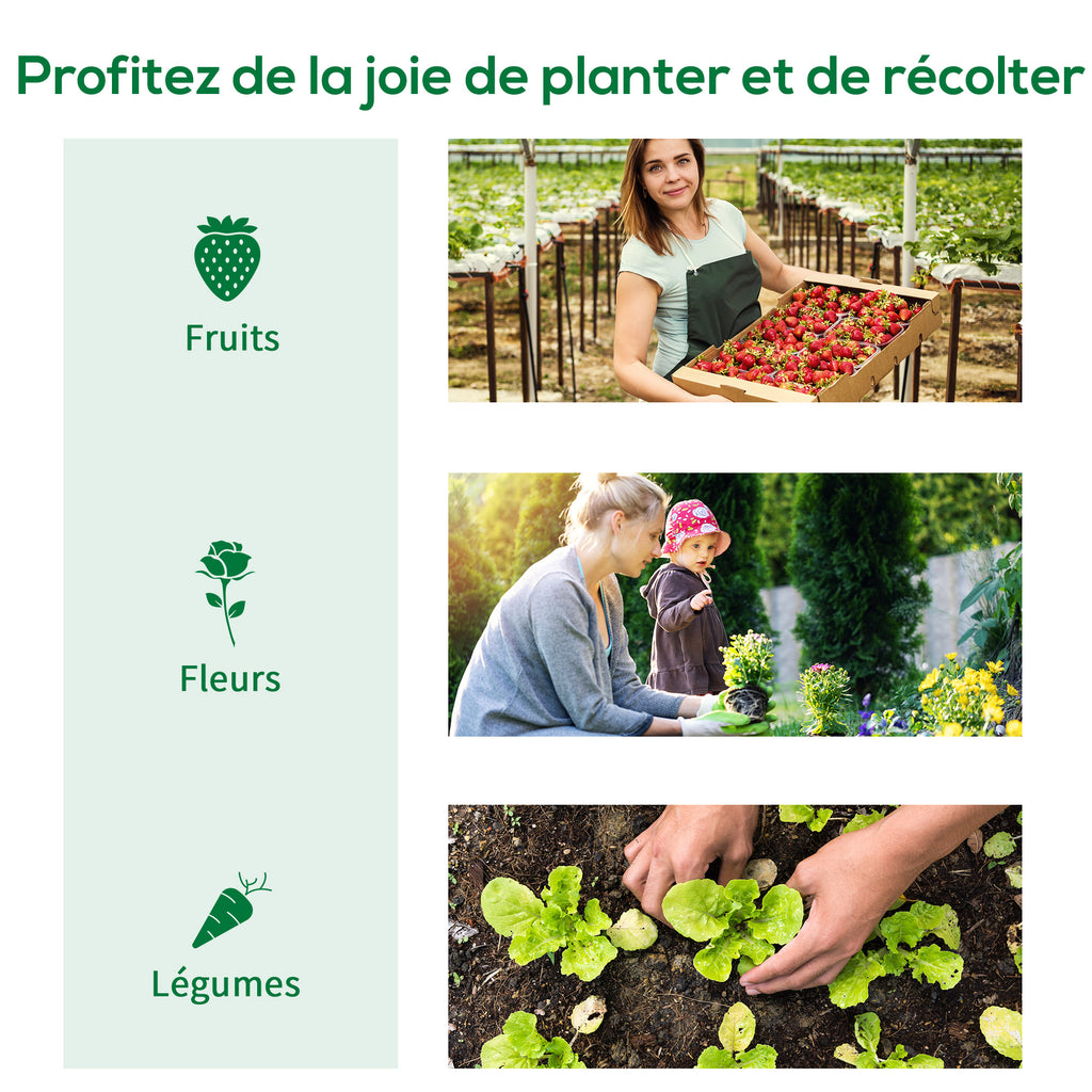 Serre de Jardin Tunnel Surface Sol 8 m² 4L x 2l x 2,05H m châssis Tubulaire Porte zippée 6 fenêtres enroulables vert