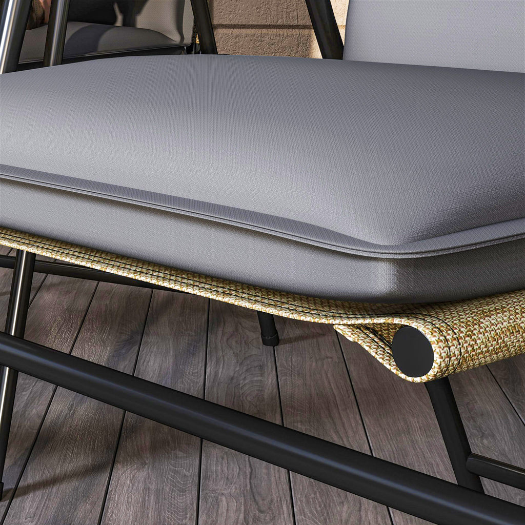 Lot de 4 coussins de chaise extérieur avec attaches et bande réglable, anti-décoloration UPF50+, 124x50x5cm, gris