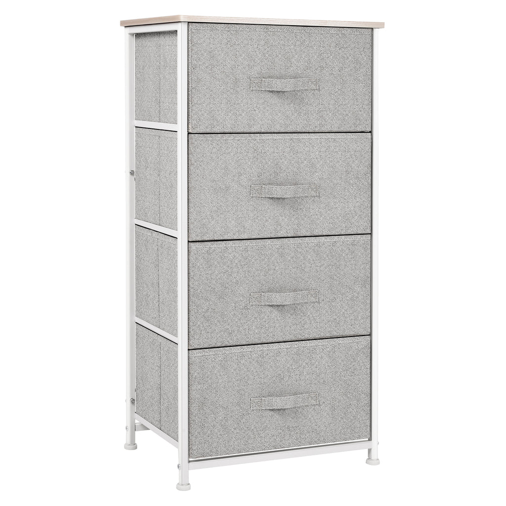 Commode en Tissu Meuble de Rangement 4 tiroirs chiffonnier dim. 45L x 30l x 92H cm Cadre en métal et non-tissé, blanc