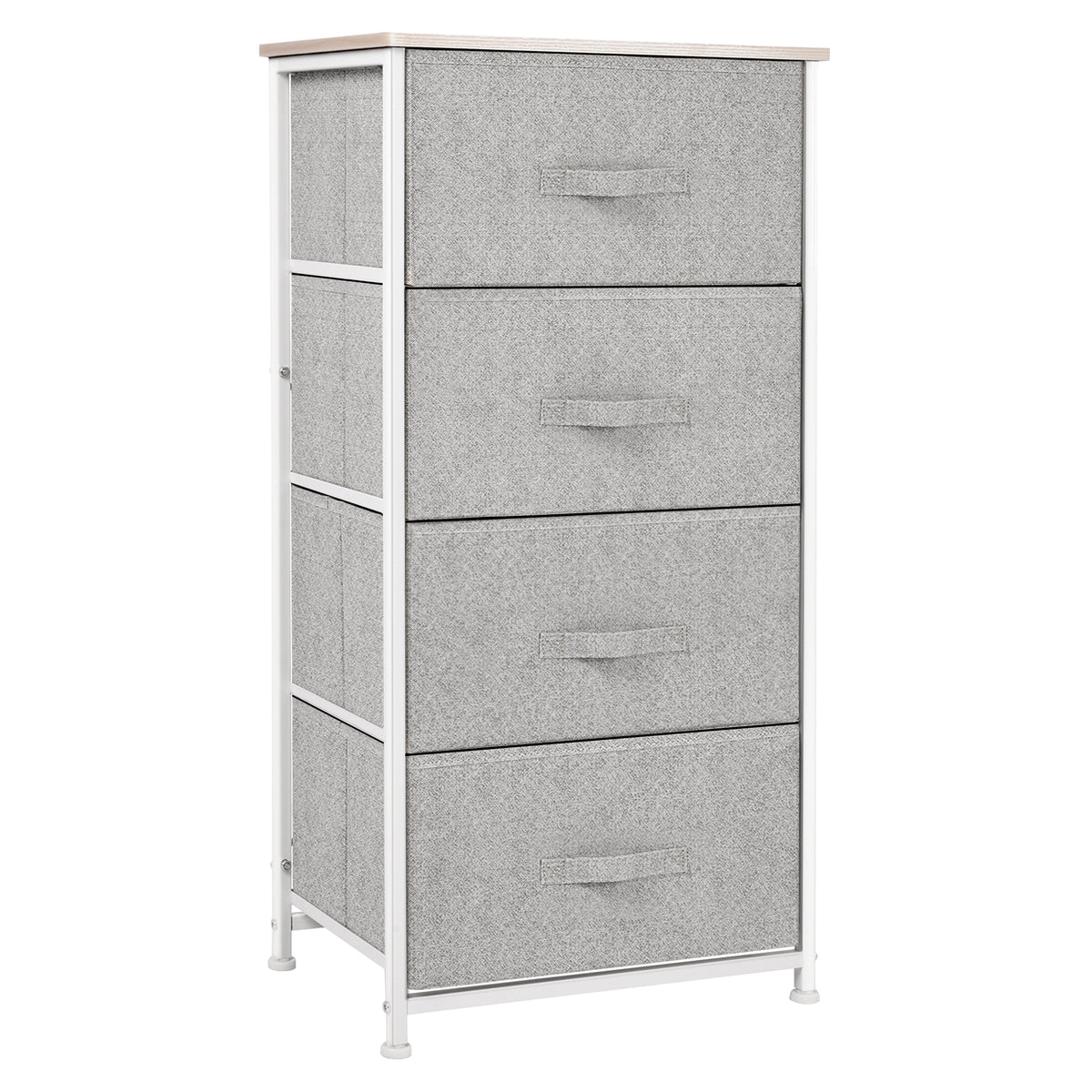 Commode en Tissu Meuble de Rangement 4 tiroirs chiffonnier dim. 45L x 30l x 92H cm Cadre en métal et non-tissé, blanc