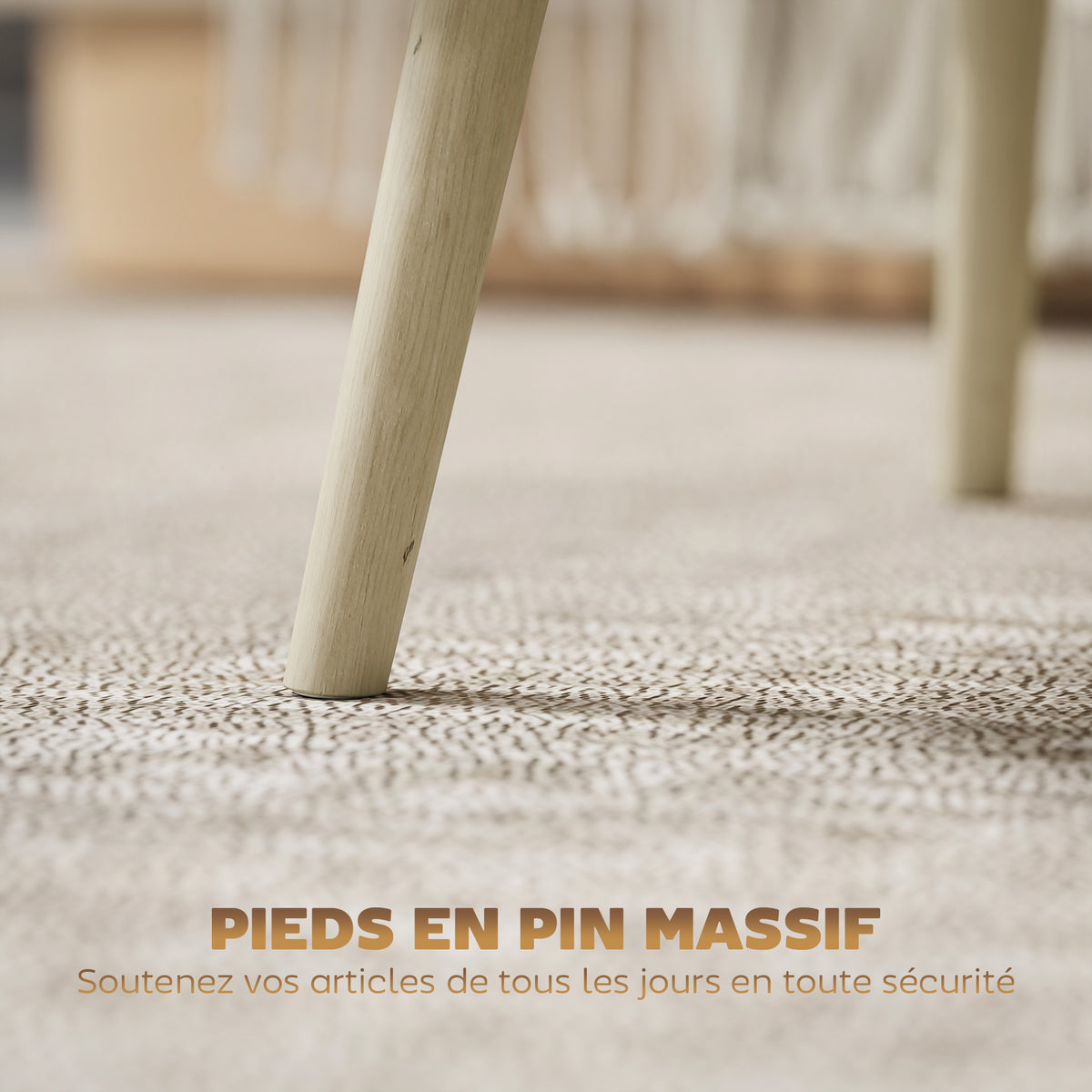 Table basse relevable, table de salon avec 2 compartiments cachés et pieds en pin, 91 x 56 x 43 cm, chêne