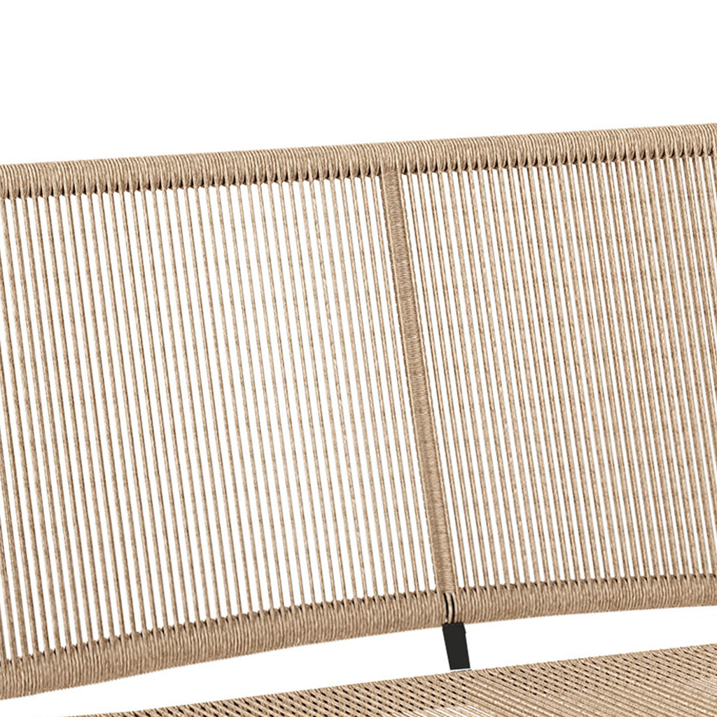 Banc de jardin 2 places, banc d'extérieur en résine tressée avec cadre en métal, résistant aux intempéries, naturel