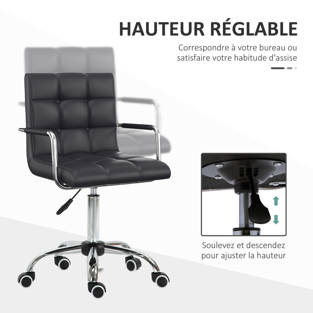 Chaise de bureau fauteuil manager pivotant hauteur réglable revêtement synthétique capitonné noir