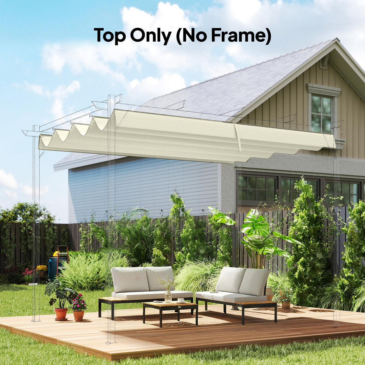 Toile de toit de rechange pour pergola toile de remplacement protection solaire Anti-UV 30+ pour pergola de 3 x 2 m