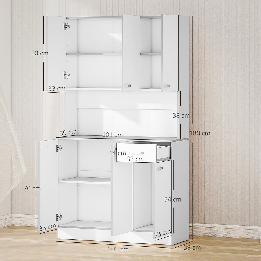 Buffet de cuisine armoire de cuisine contemporaine multi-rangements 6 portes 1 tiroir + grand plateau