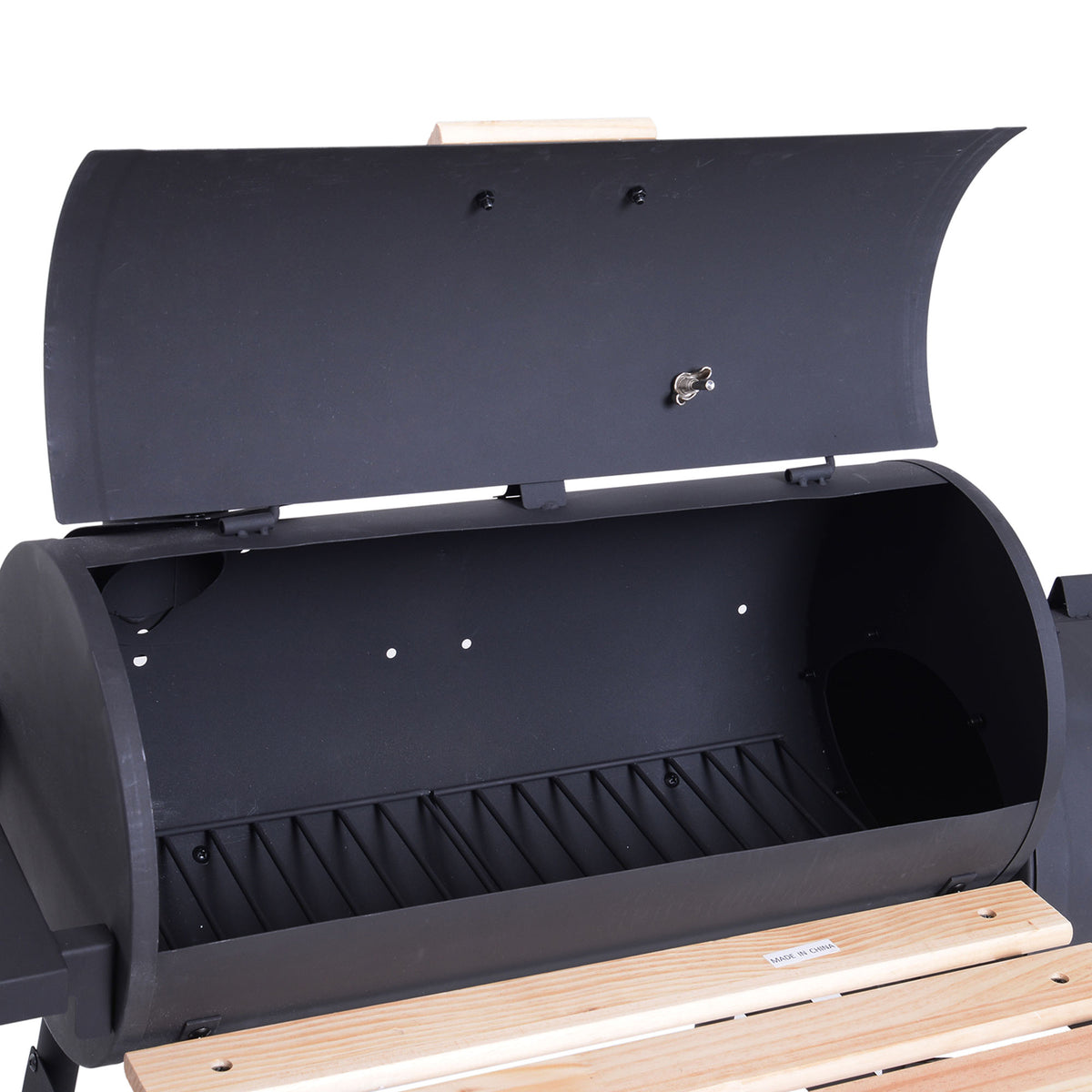Barbecue à Charbon fumoir BBQ Grill Smoker sur Pied avec Couvercle, roulettes, thermomètre, étagères Noir