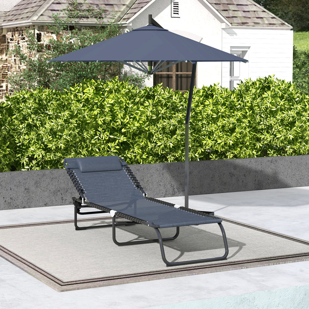Bain de Soleil transat Pliable Dossier inclinable Multi-Positions Acier thermoplastique Lacets élastiques Noir