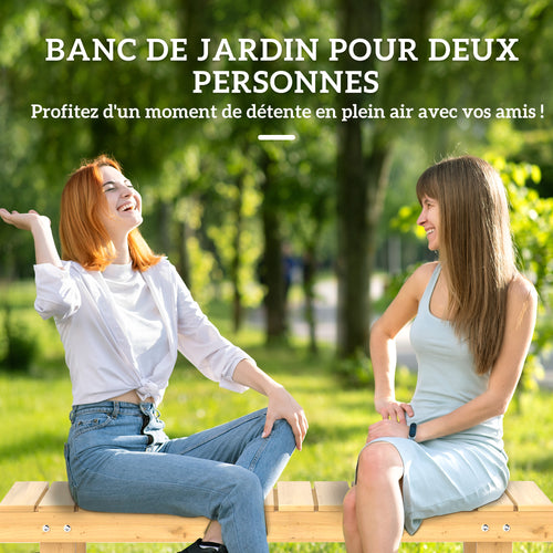 Banc de Jardin 2 Places Style Rural Chic Assise à Lattes dim. 110L x 38l x 35H cm Bois de Sapin pré-huilé