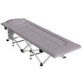 Lit de camping pliable avec matelas transat chaise longue sac de rangement intégrée dim. 185L x 65l x 37H cm gris