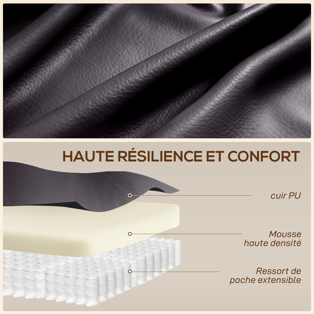 Fauteuil inclinable de massage et chauffage, fauteuil de relaxation, dossier réglable, pivotant 360°, 82x99x103cm, marron