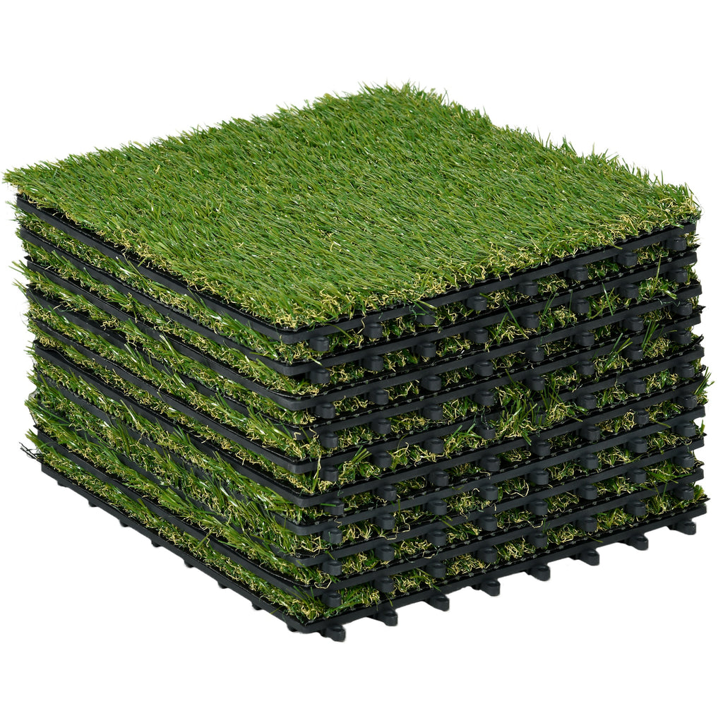 Gazon synthétique Artificiel Set de 10 Dalles Carreaux 30 x 30 cm épaisseur Confort 3,5 cm à emboîter Vert