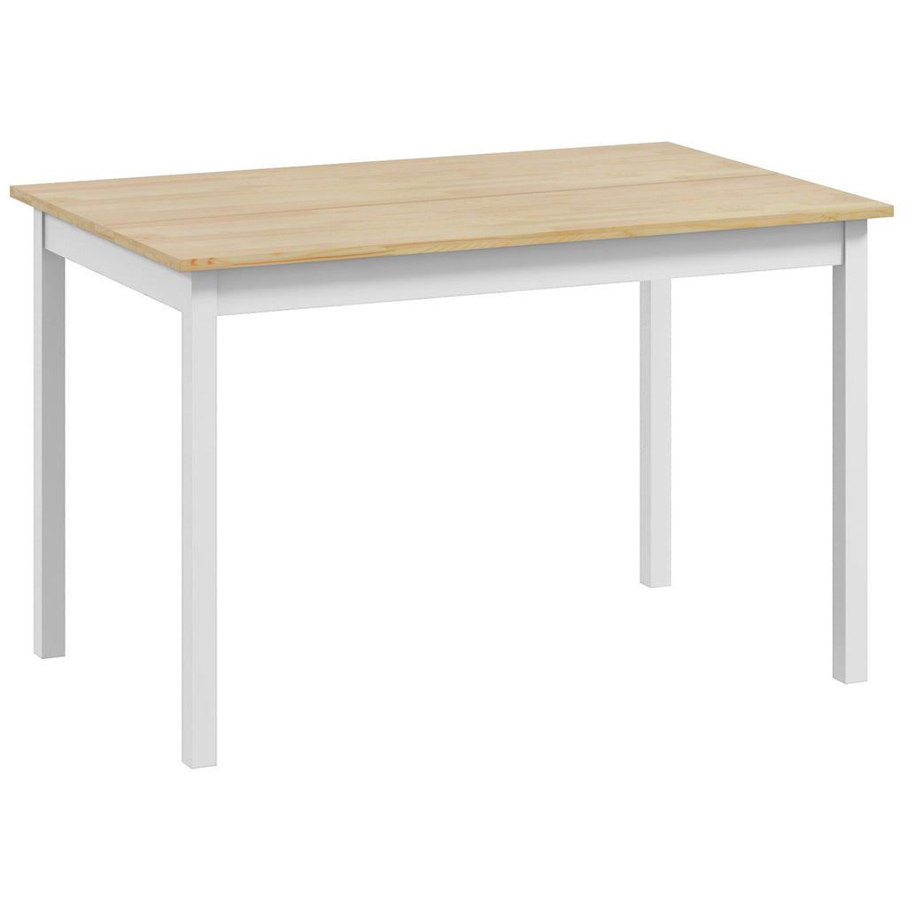 Table à manger table de cuisine structure en bois massif 4 personnes design vintage 120 cm naturel et blanc