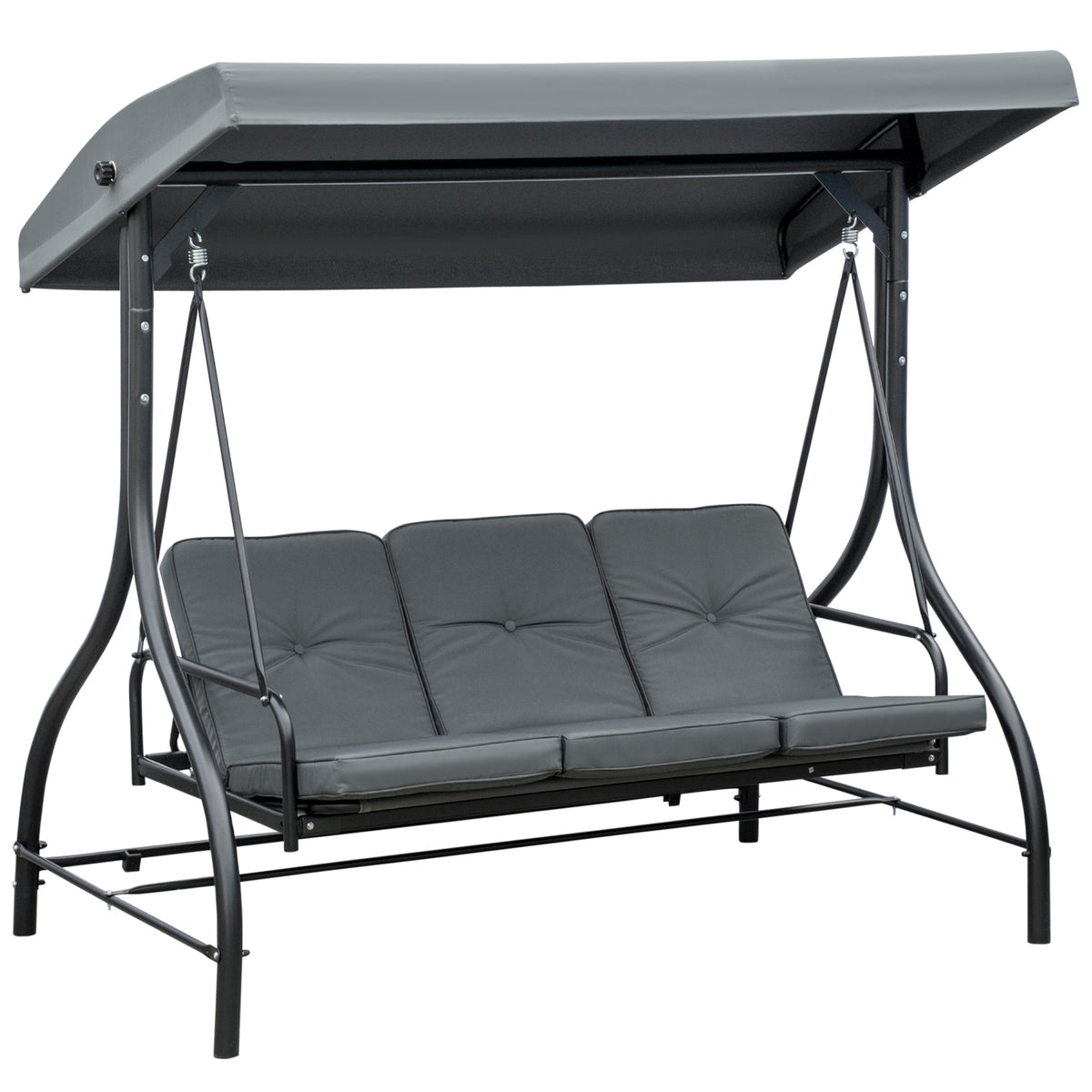 Balancelle de Jardin 3 Places Convertible Inclinaison Toit réglable Matelas Grand Confort Rembourrage 7 cm fourni