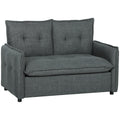 Canapé 2 places, canapé de salon moderne 131 cm avec assise rembourrée, coussins à ressorts, tissu en lin, gris foncé