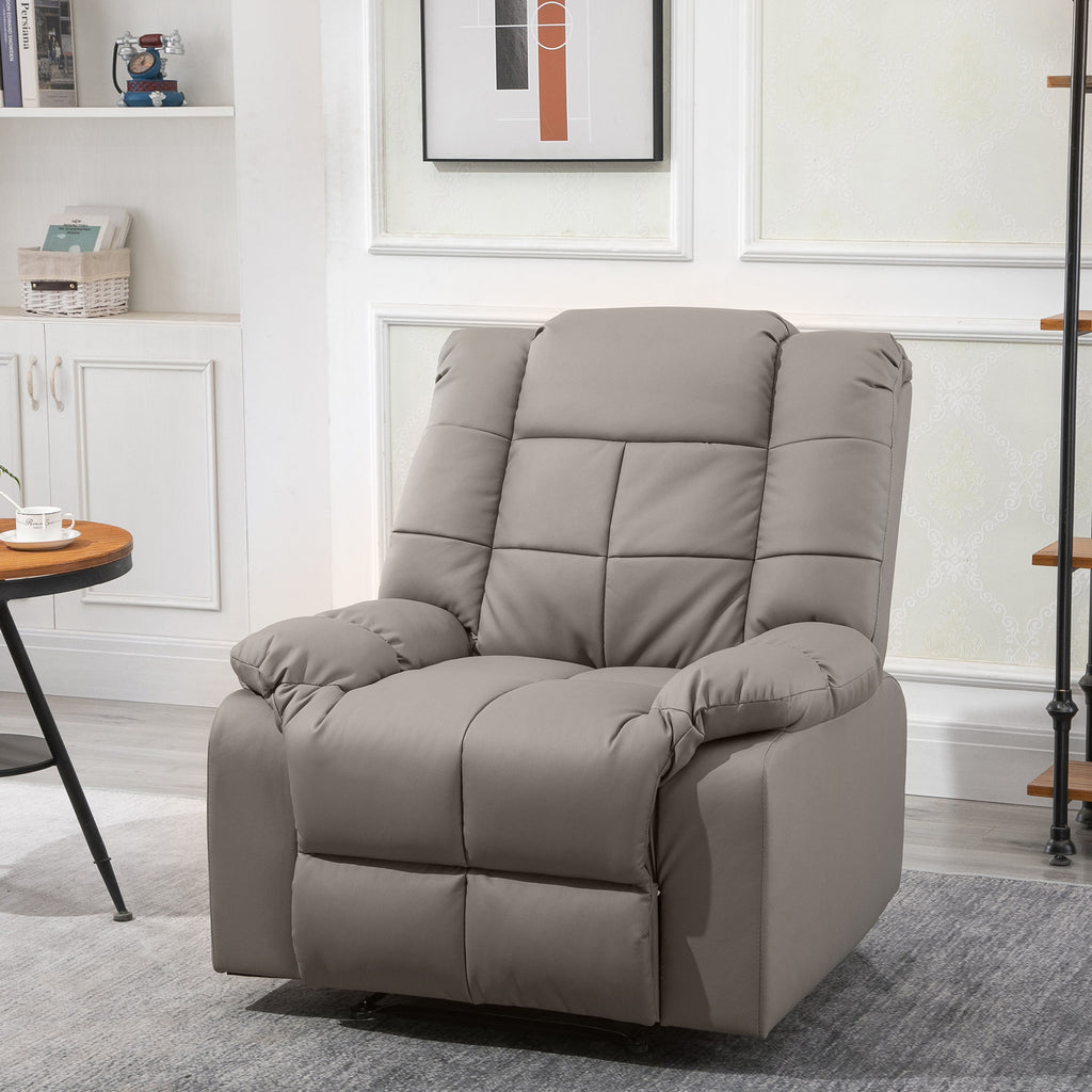 Fauteuil de massage fauteuil de relaxation massant avec dossier inclinable manuellement et repose-pied fauteuil TV revêtement synthétique télécommande incluse gris