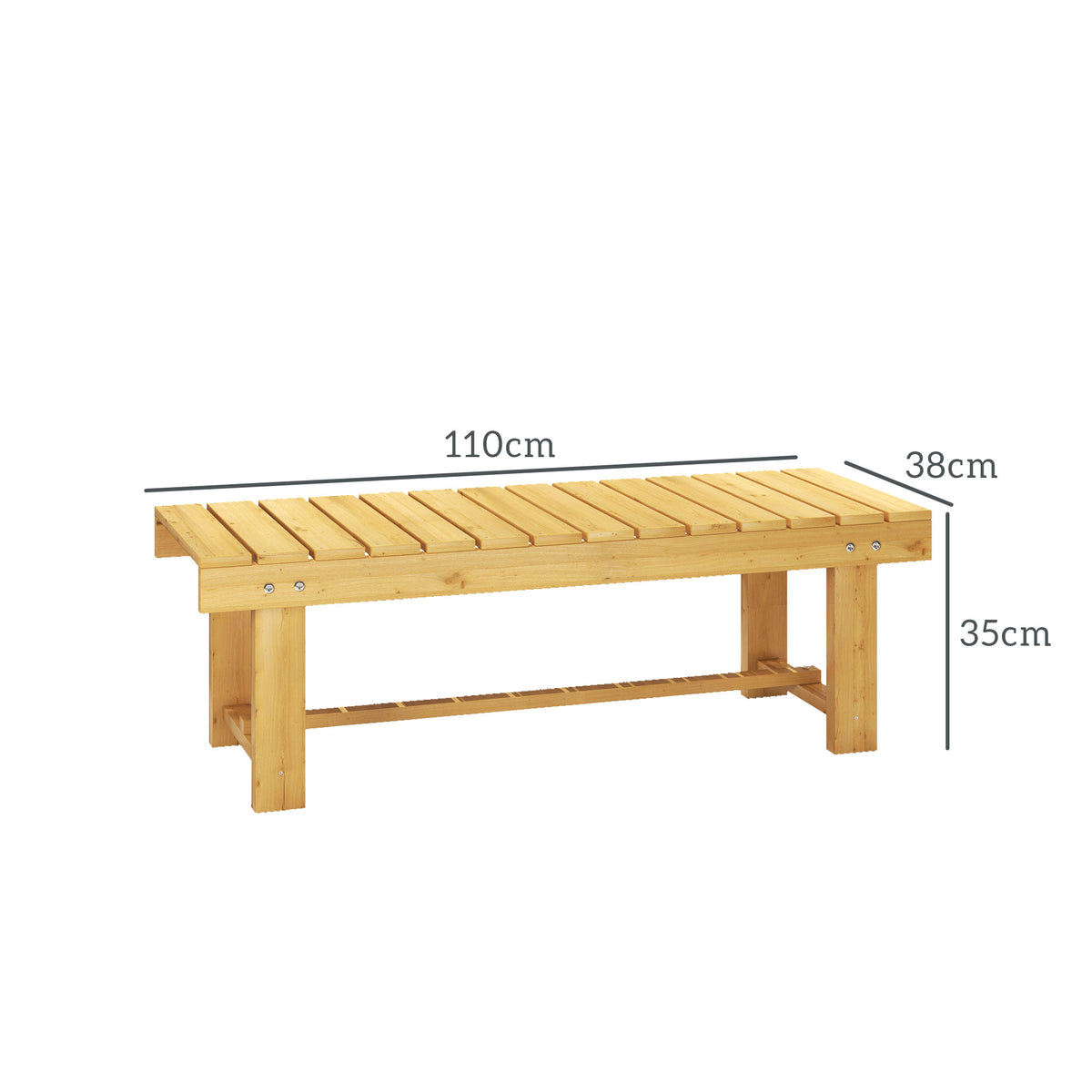Banc de Jardin 2 Places Style Rural Chic Assise à Lattes dim. 110L x 38l x 35H cm Bois de Sapin pré-huilé