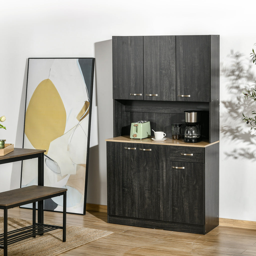 Buffet de cuisine armoire de cuisine contemporaine multi-rangements 6 portes 1 tiroir + grand plateau
